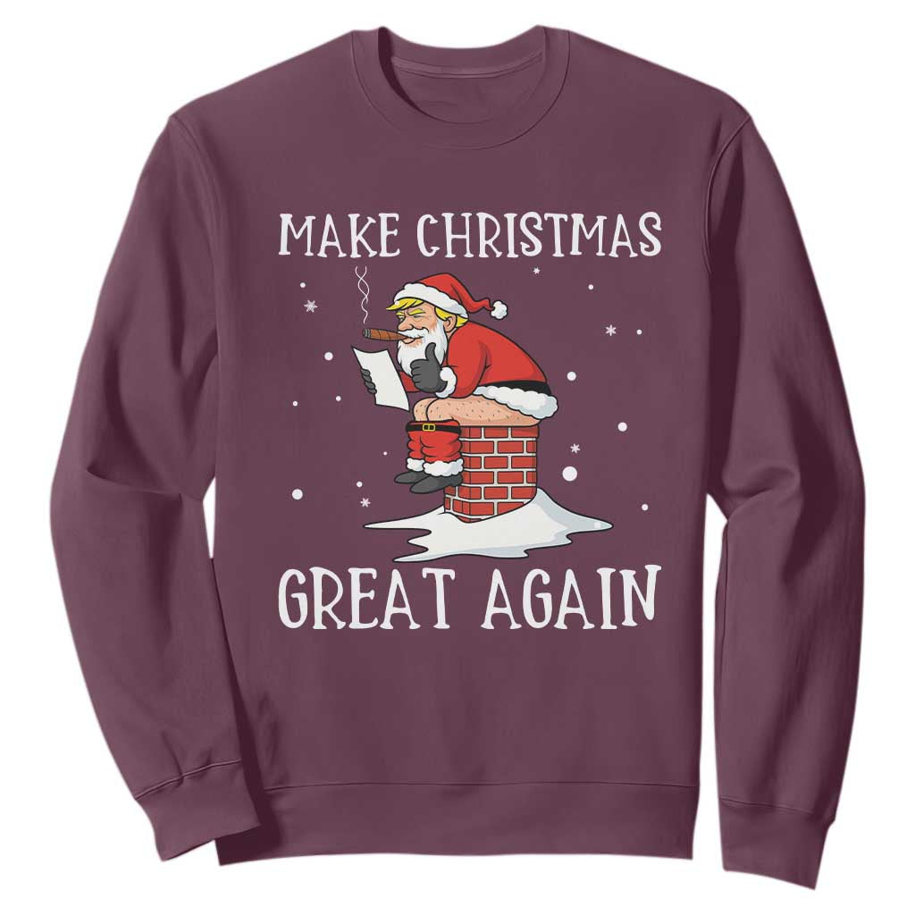 Funny Santa Trump Sweatshirt Make Christmas Great Again TS14 Maroon Print Your Wear