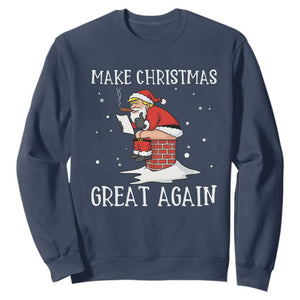 Funny Santa Trump Sweatshirt Make Christmas Great Again TS14 Navy Print Your Wear