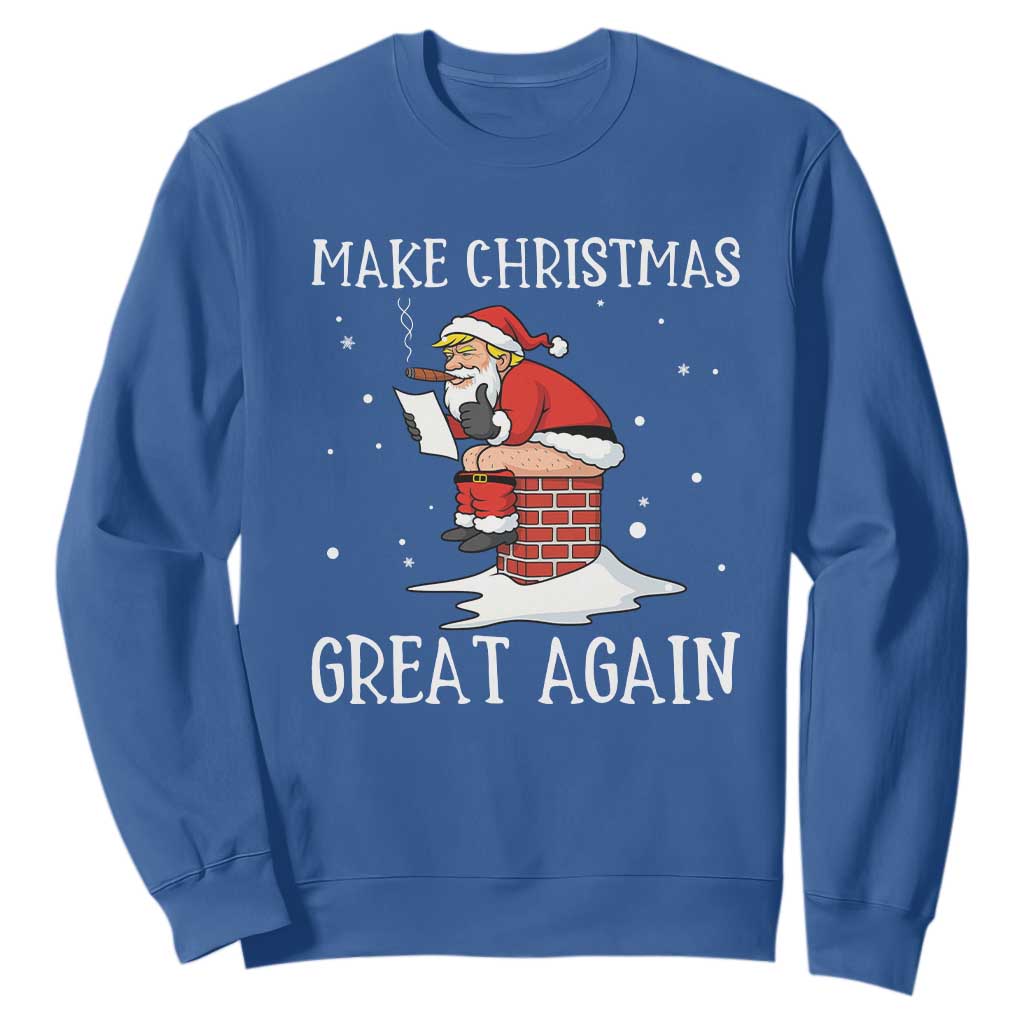 Funny Santa Trump Sweatshirt Make Christmas Great Again TS14 Royal Blue Print Your Wear