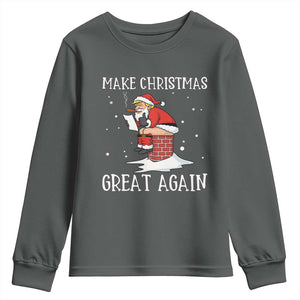 Funny Santa Trump Youth Sweatshirt Make Christmas Great Again TS14 Dark Heather Print Your Wear