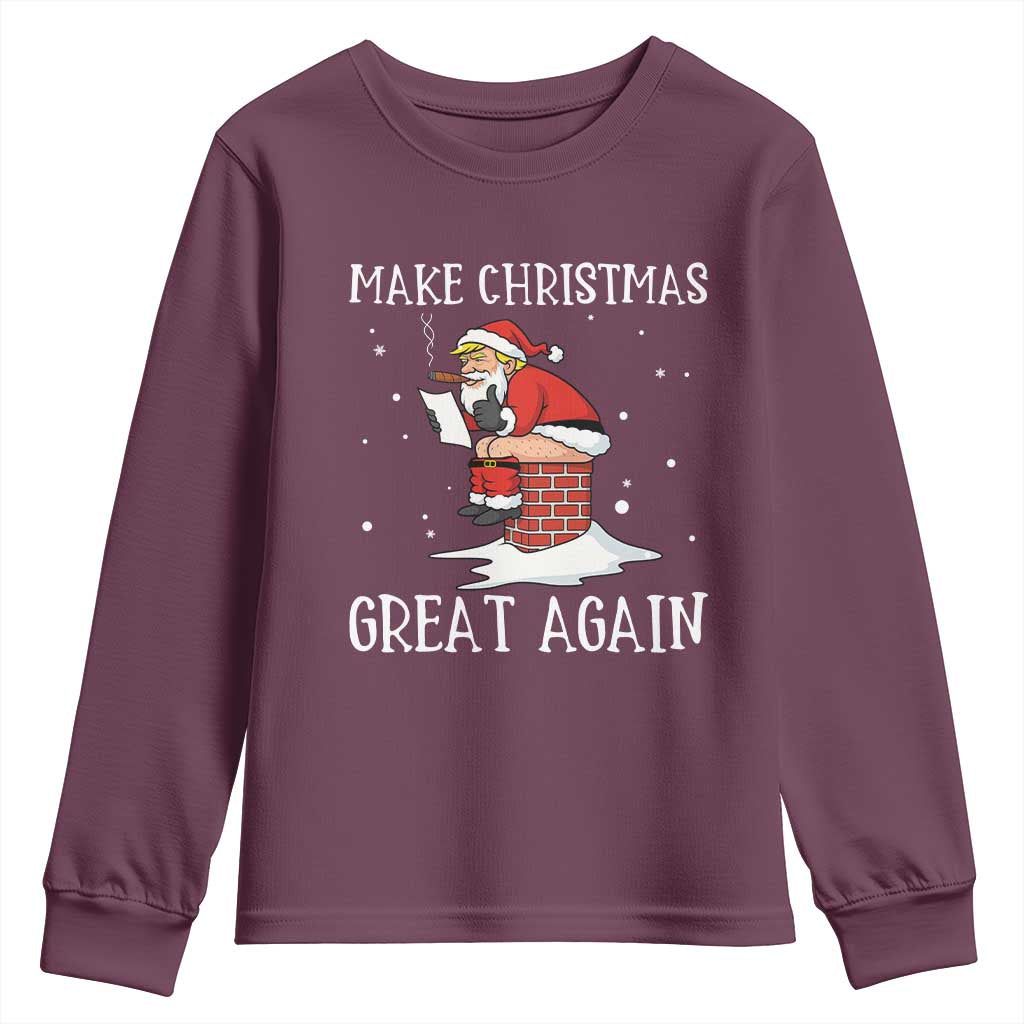 Funny Santa Trump Youth Sweatshirt Make Christmas Great Again TS14 Maroon Print Your Wear