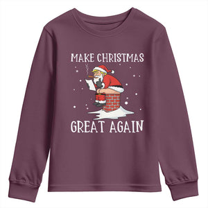 Funny Santa Trump Youth Sweatshirt Make Christmas Great Again TS14 Maroon Print Your Wear