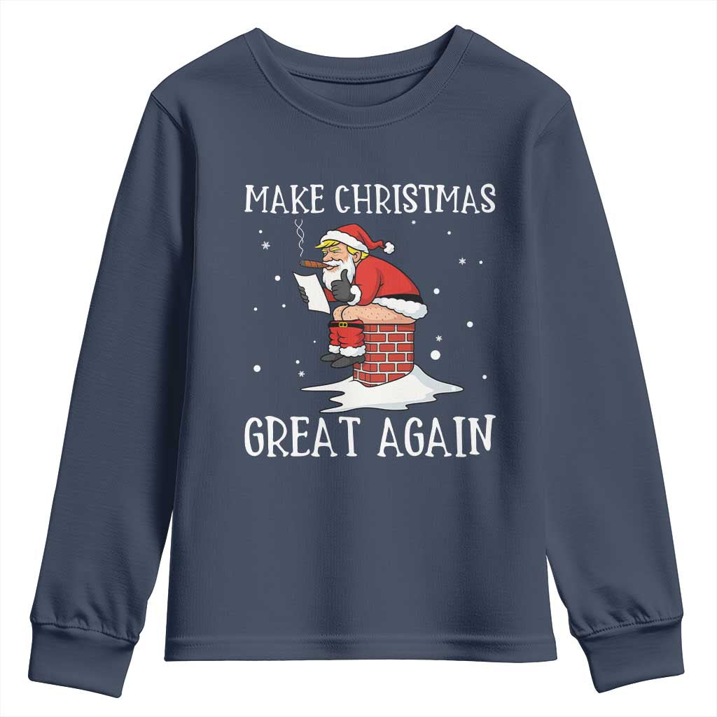 Funny Santa Trump Youth Sweatshirt Make Christmas Great Again TS14 Navy Print Your Wear