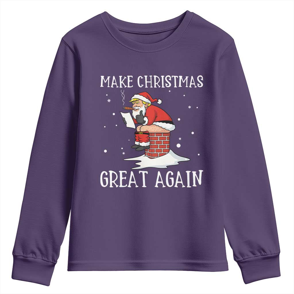 Funny Santa Trump Youth Sweatshirt Make Christmas Great Again TS14 Purple Print Your Wear