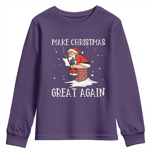 Funny Santa Trump Youth Sweatshirt Make Christmas Great Again TS14 Purple Print Your Wear