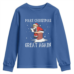 Funny Santa Trump Youth Sweatshirt Make Christmas Great Again TS14 Royal Blue Print Your Wear