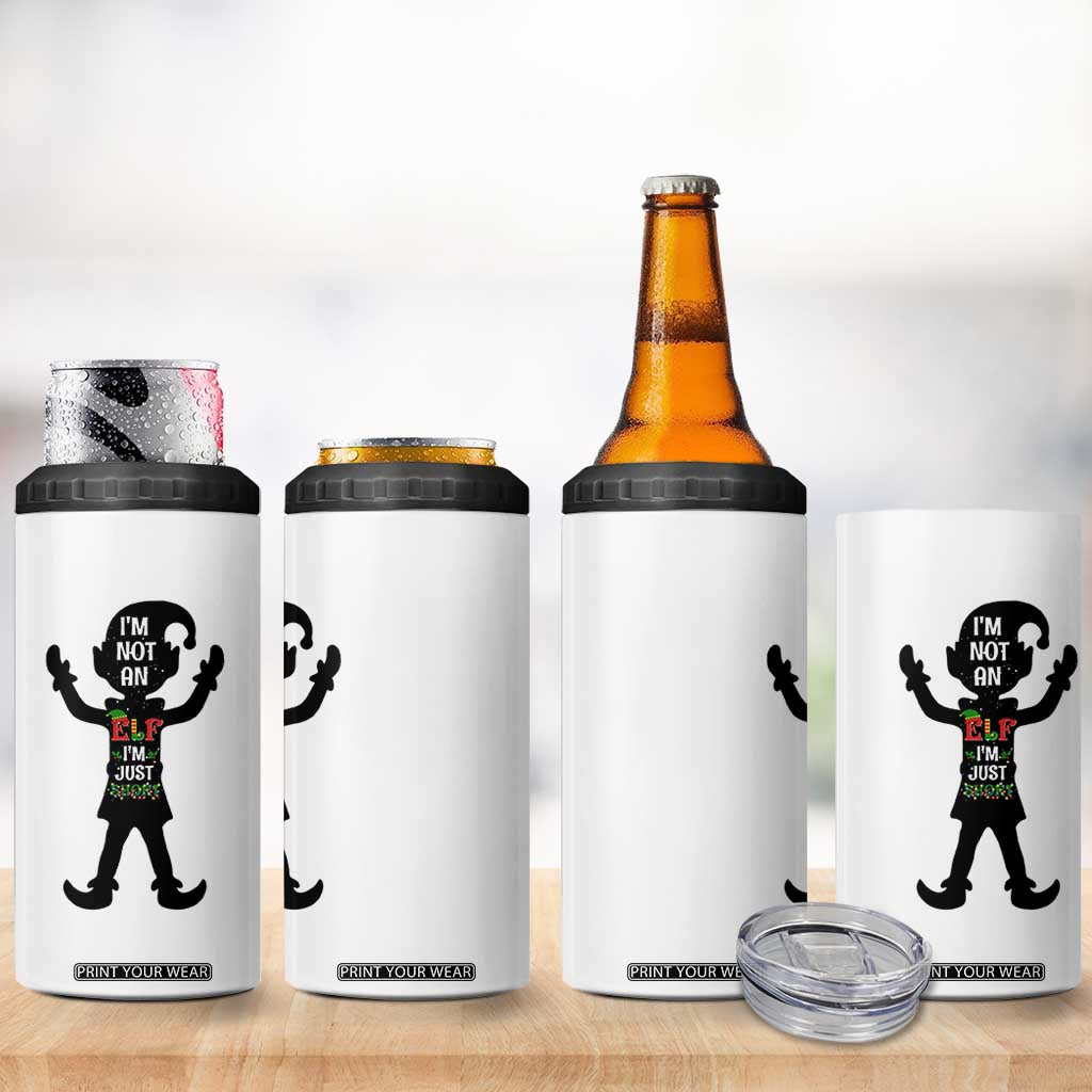 Funny Christmas Matching Family 4 in 1 Can Cooler Tumbler I Am Not An Elf Im Just Short TS14 Print Your Wear