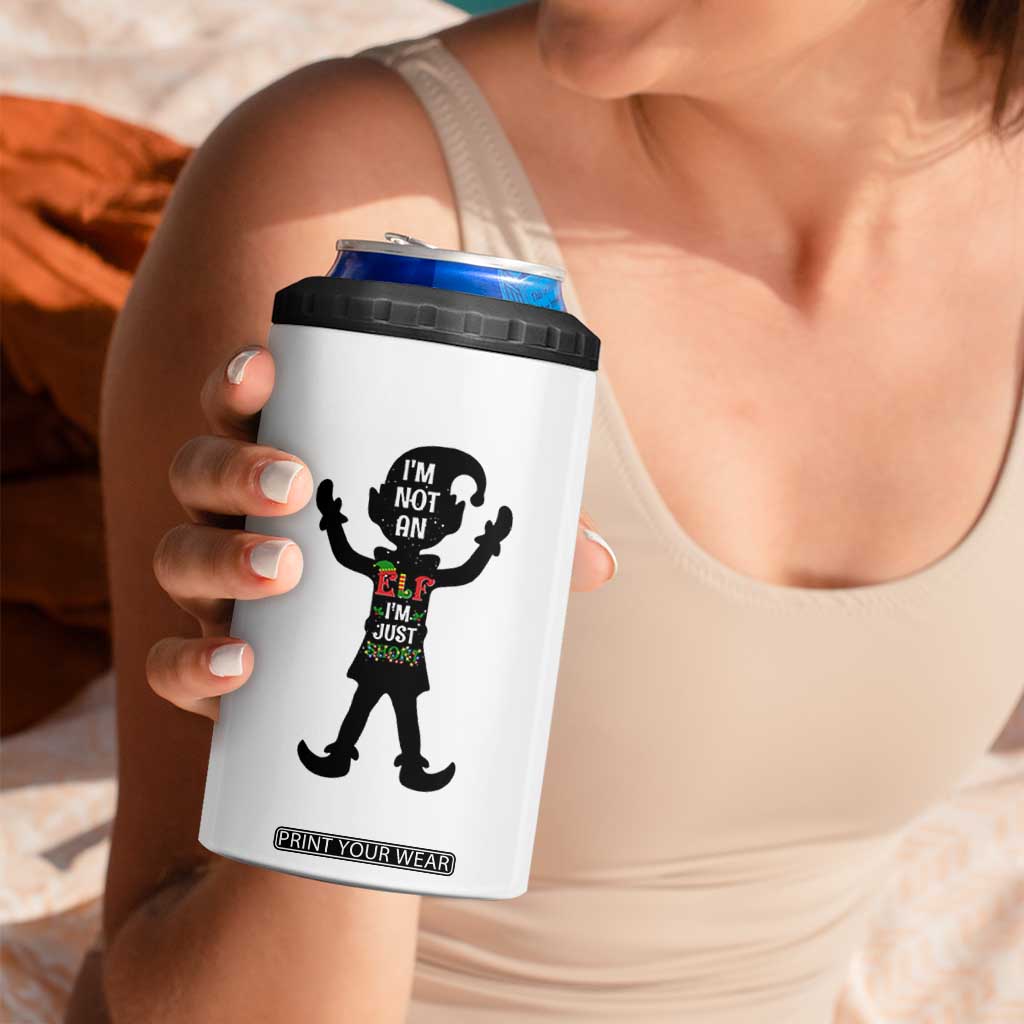 Funny Christmas Matching Family 4 in 1 Can Cooler Tumbler I Am Not An Elf Im Just Short TS14 Print Your Wear