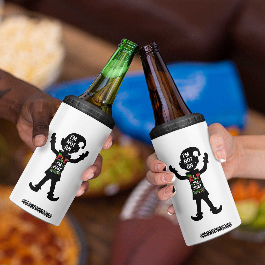 Funny Christmas Matching Family 4 in 1 Can Cooler Tumbler I Am Not An Elf Im Just Short TS14 Print Your Wear
