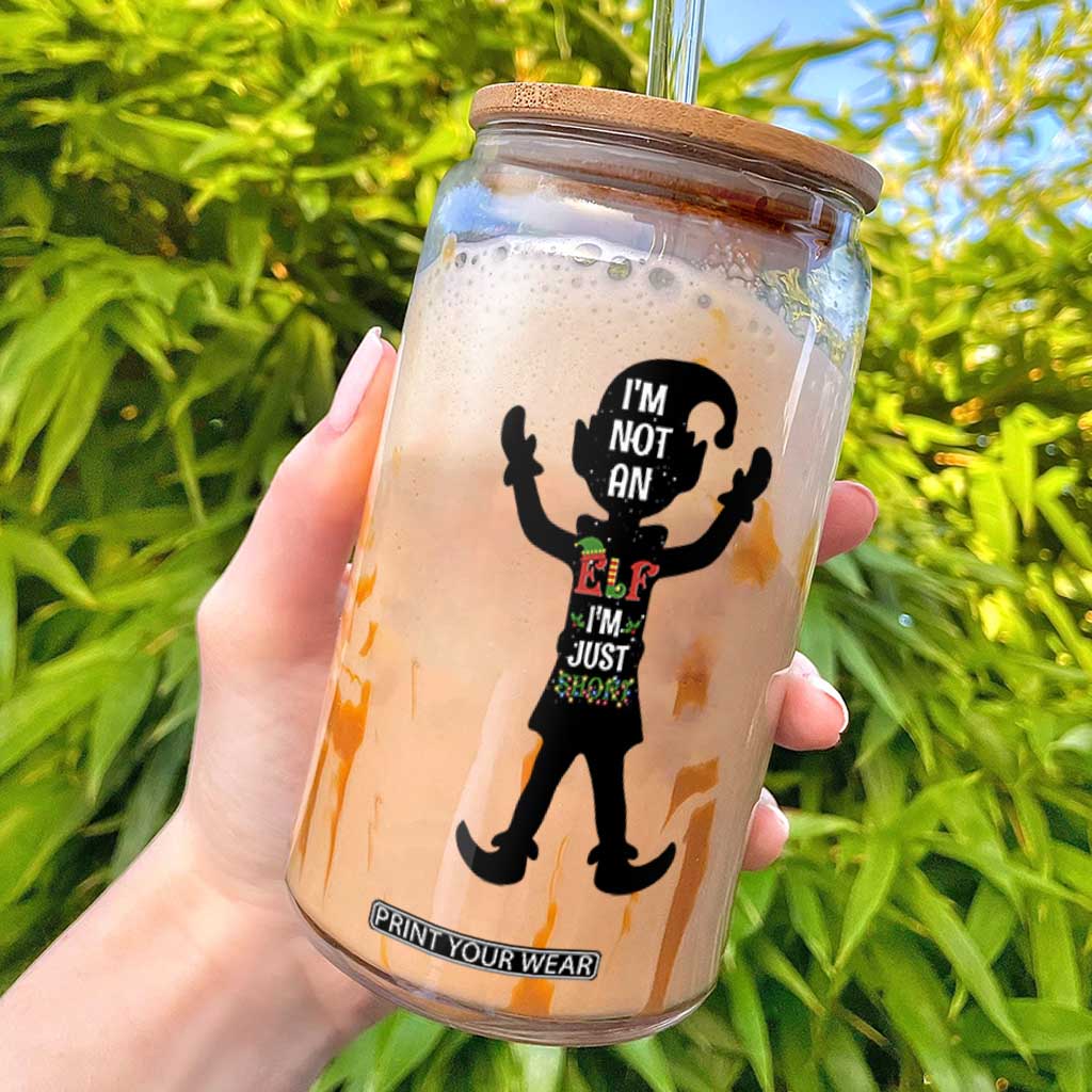 Funny Christmas Matching Family Glass Can I Am Not An Elf Im Just Short TS14 White Print Your Wear