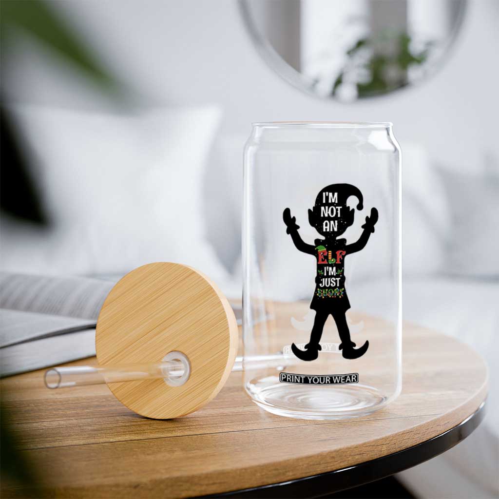 Funny Christmas Matching Family Glass Can I Am Not An Elf Im Just Short TS14 Print Your Wear
