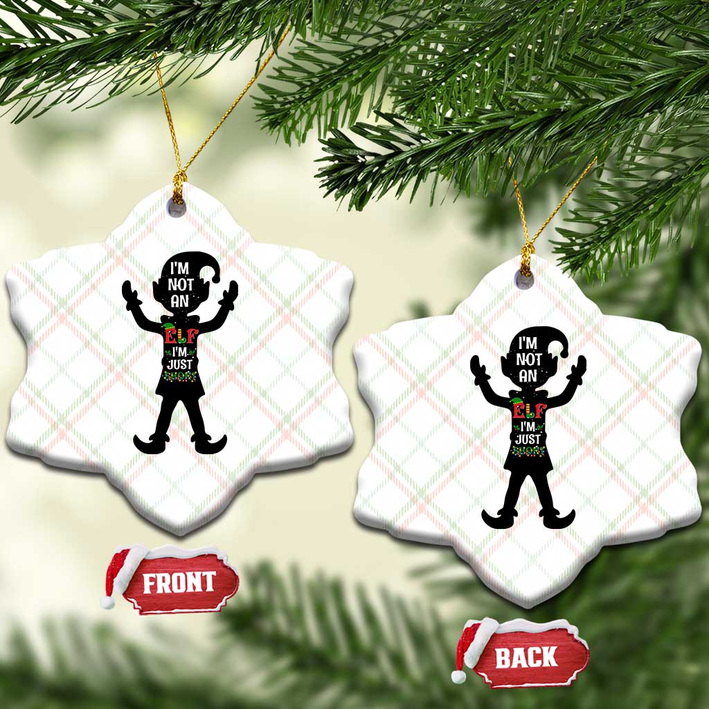 Funny Xmas Matching Family Ceramic Ornament I Am Not An Elf Im Just Short TS14 Print Your Wear
