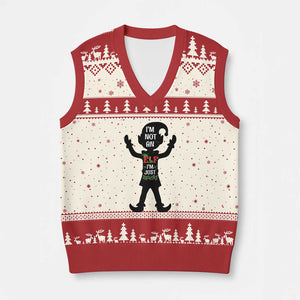 Funny Xmas Matching Family V-Neck Knit Sweater Vest I Am Not An Elf Im Just Short TS14 Beige Red Print Your Wear