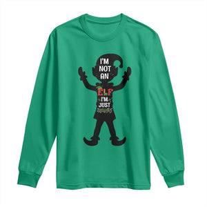 Funny Christmas Matching Family Long Sleeve Shirt I Am Not An Elf Im Just Short TS14 Irish Green Print Your Wear