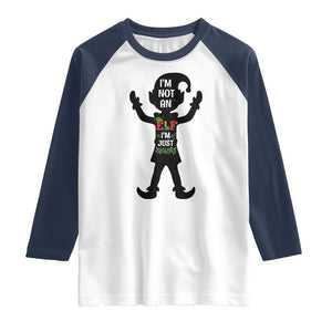 Funny Christmas Matching Family Raglan Shirt I Am Not An Elf Im Just Short TS14 White Navy Print Your Wear