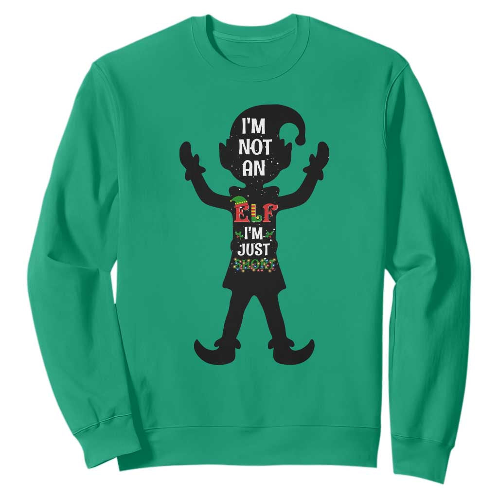 Funny Christmas Matching Family Sweatshirt I Am Not An Elf Im Just Short TS14 Irish Green Print Your Wear