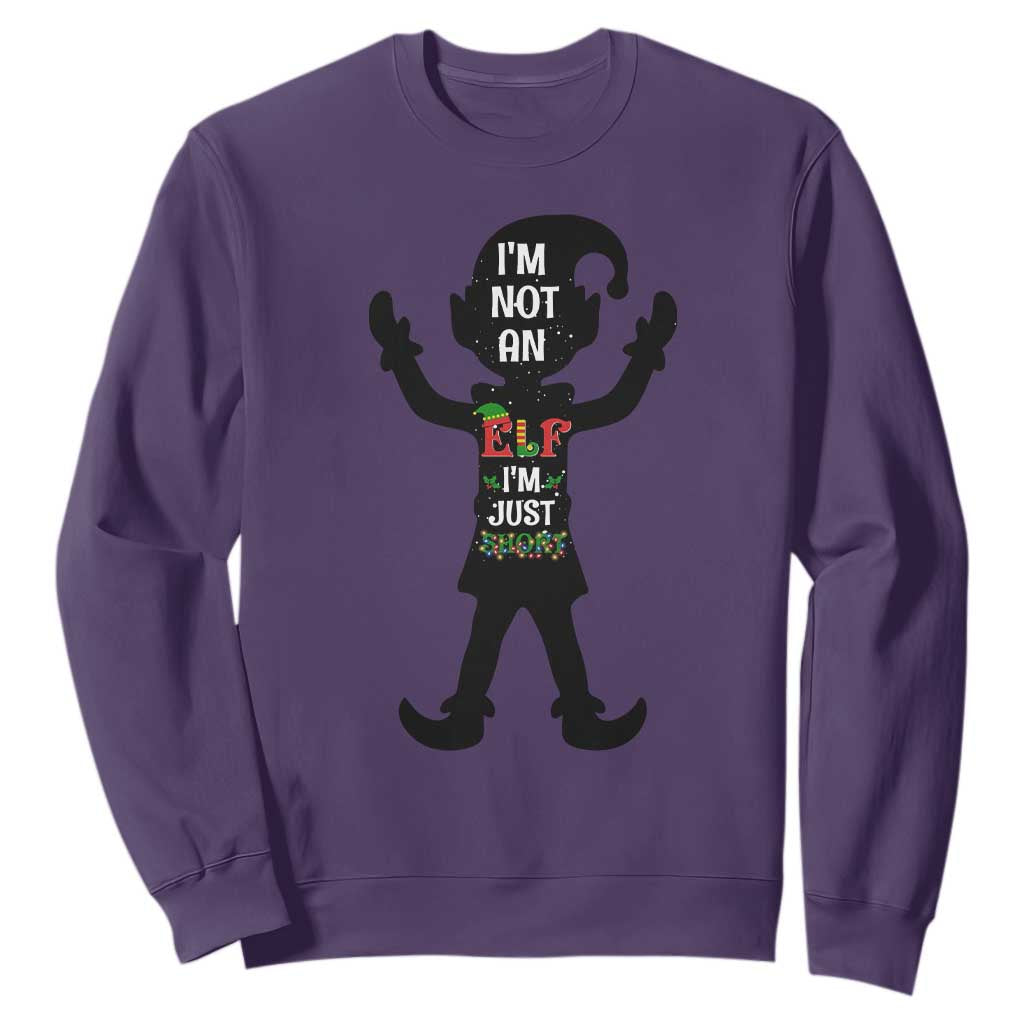 Funny Christmas Matching Family Sweatshirt I Am Not An Elf Im Just Short TS14 Purple Print Your Wear