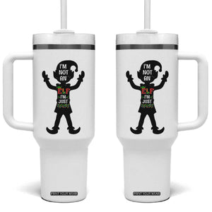 Funny Christmas Matching Family Tumbler With Handle I Am Not An Elf Im Just Short TS14 One Size: 40 oz White Print Your Wear