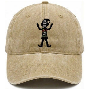 Funny Christmas Matching Family Washed Cotton Baseball Cap I Am Not An Elf Im Just Short TS14 Washed Cap Universal Fit Khaki Print Your Wear