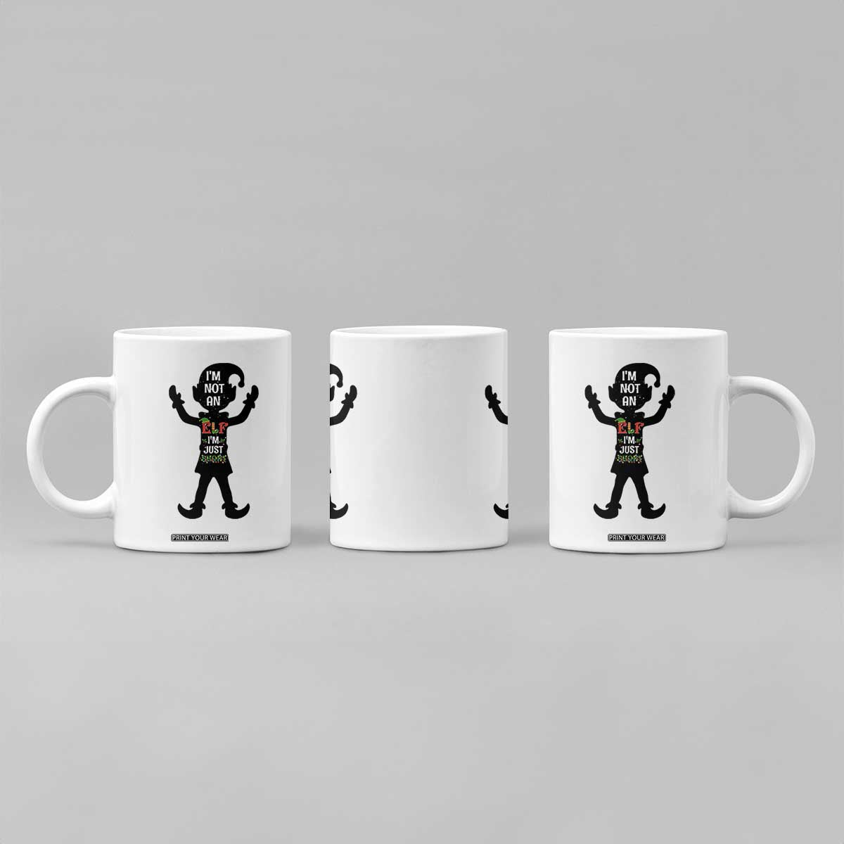 Funny Christmas Matching Family Coffee Mug I Am Not An Elf Im Just Short TS14 Print Your Wear