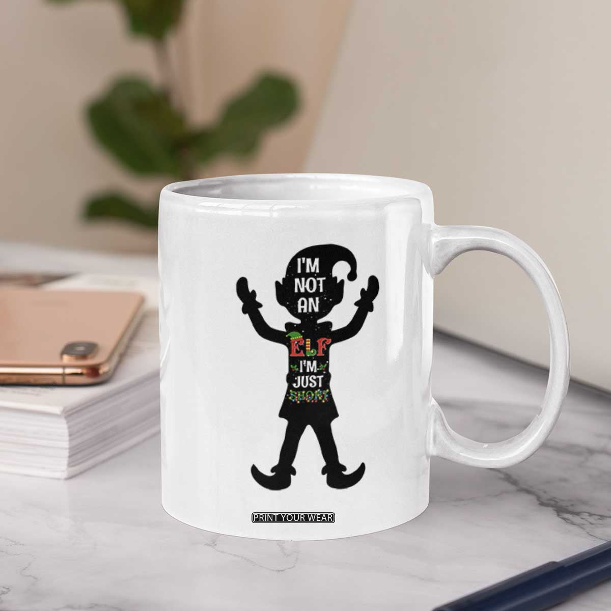 Funny Christmas Matching Family Coffee Mug I Am Not An Elf Im Just Short TS14 Print Your Wear
