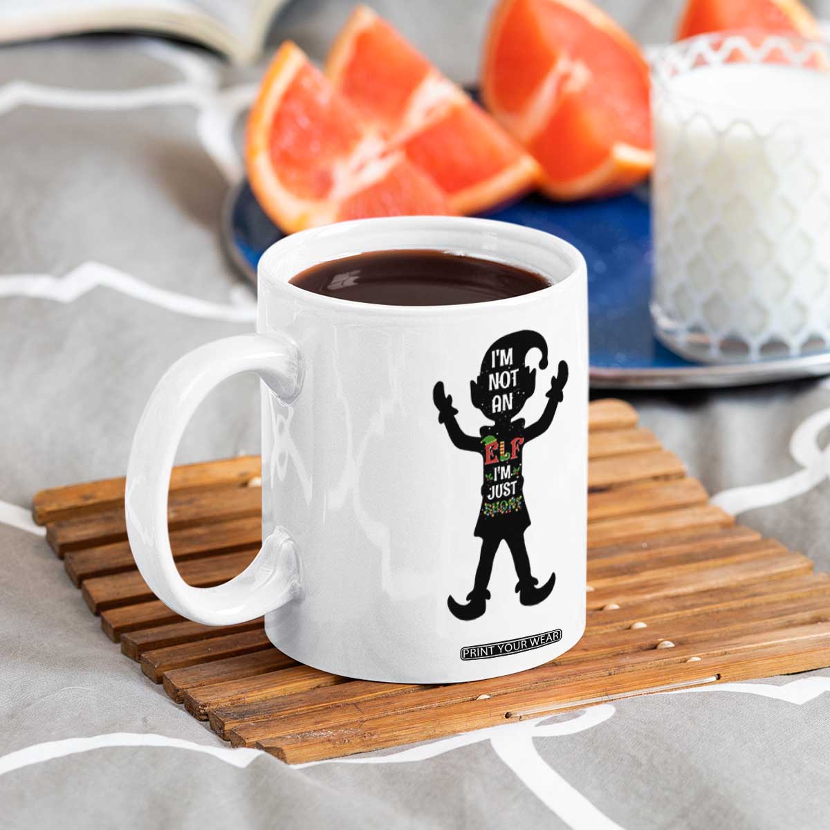 Funny Christmas Matching Family Coffee Mug I Am Not An Elf Im Just Short TS14 Print Your Wear