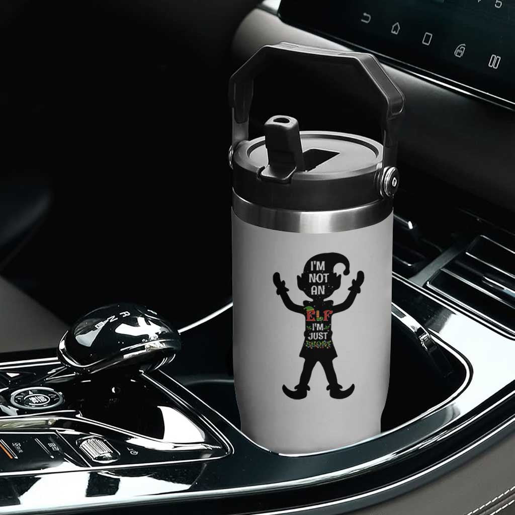 Funny Christmas Matching Family Flip Straw Tumbler I Am Not An Elf Im Just Short TS14 Print Your Wear