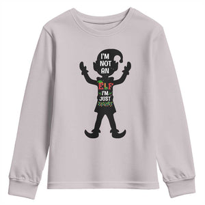 Funny Christmas Matching Family Youth Sweatshirt I Am Not An Elf Im Just Short TS14 Ice Gray Print Your Wear