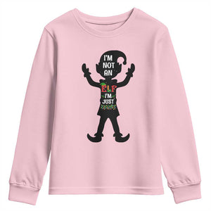 Funny Christmas Matching Family Youth Sweatshirt I Am Not An Elf Im Just Short TS14 Light Pink Print Your Wear