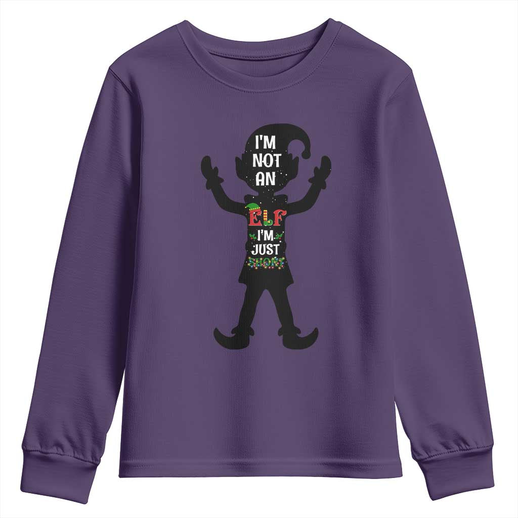 Funny Christmas Matching Family Youth Sweatshirt I Am Not An Elf Im Just Short TS14 Purple Print Your Wear