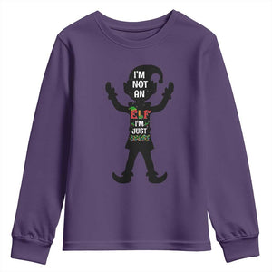 Funny Christmas Matching Family Youth Sweatshirt I Am Not An Elf Im Just Short TS14 Purple Print Your Wear