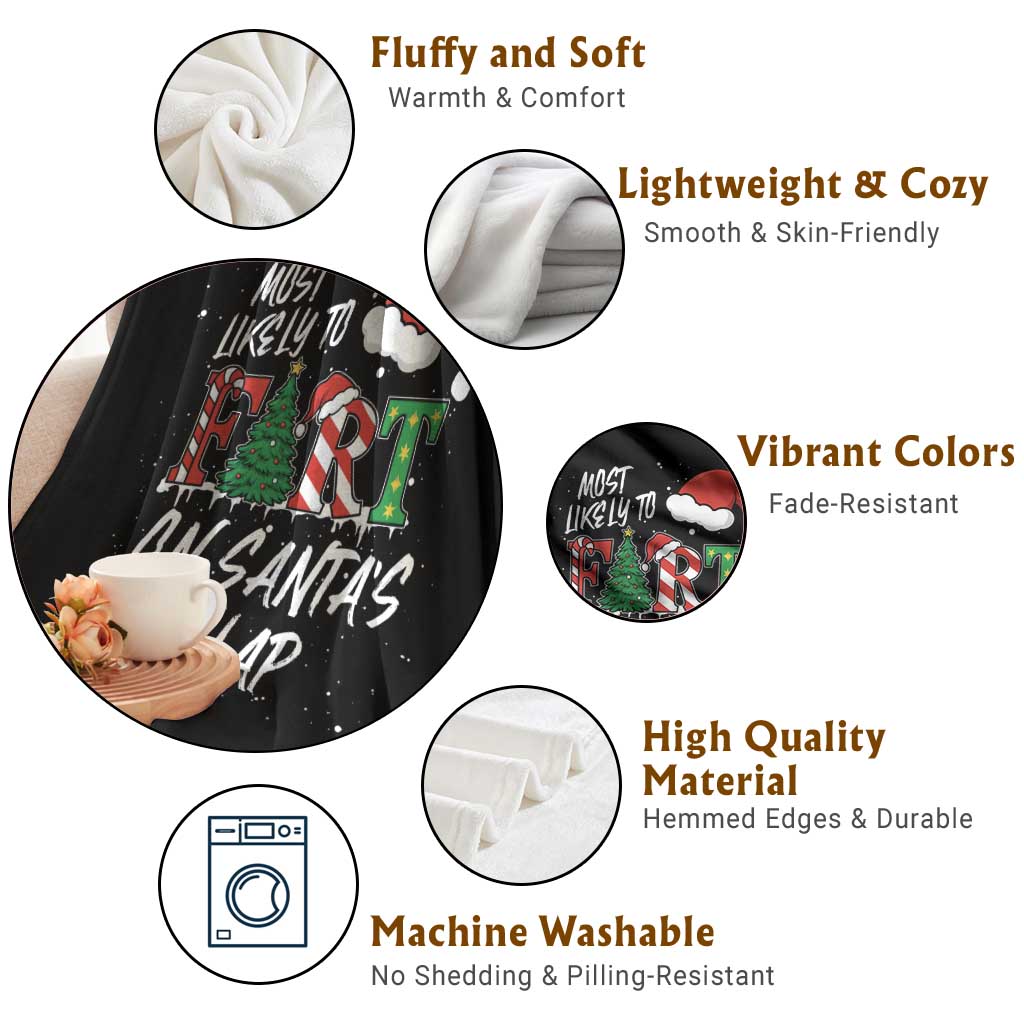 Funny Christmas Matching Family Throw Blanket Most Likely To Fart On Santa Lap TS14 Print Your Wear