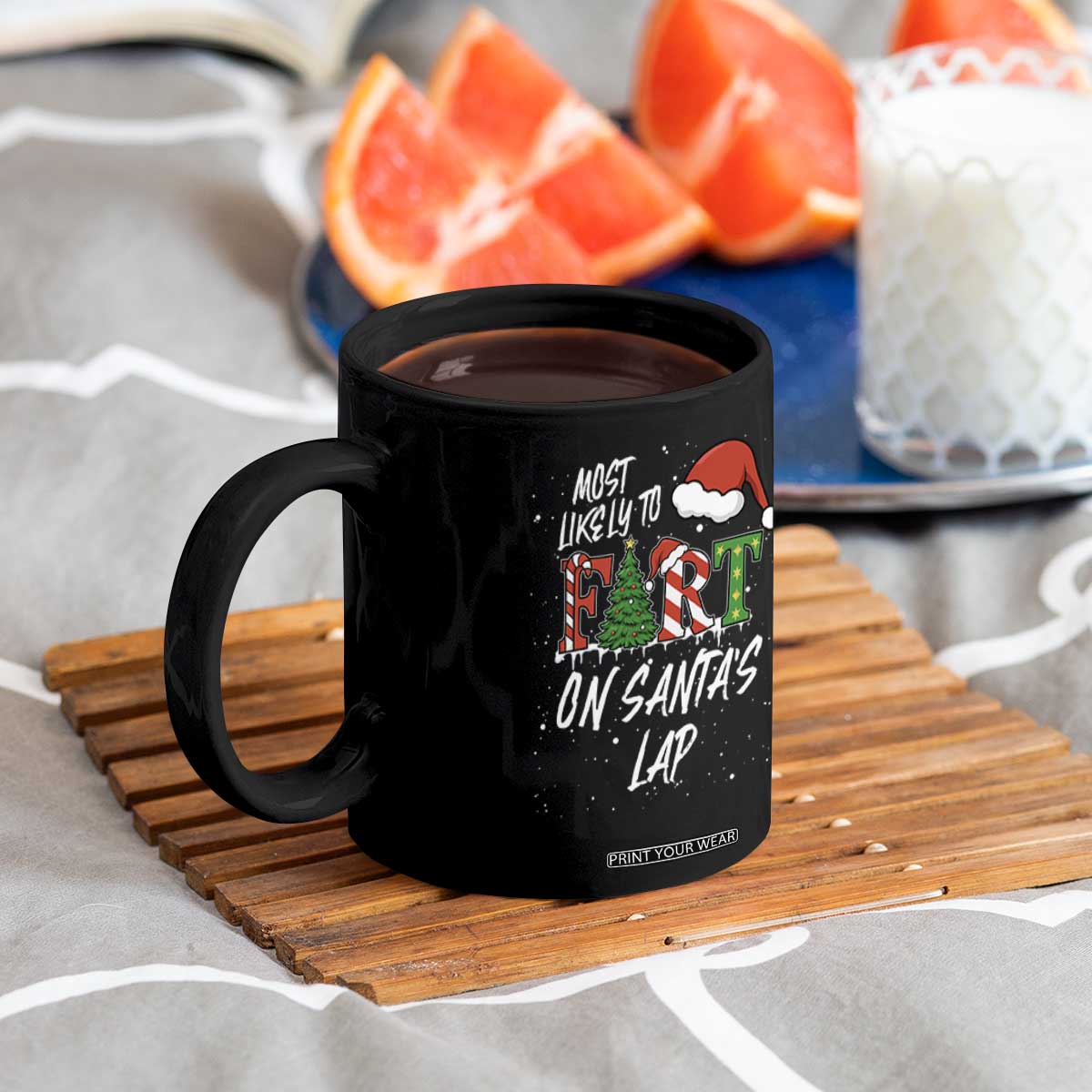 Funny Christmas Matching Family Coffee Mug Most Likely To Fart On Santa Lap TS14 Print Your Wear