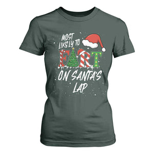 Funny Christmas Matching Family T Shirt For Women Most Likely To Fart On Santa Lap TS14 Dark Forest Green Print Your Wear