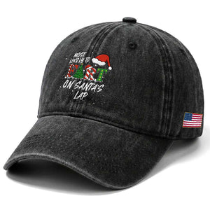 Funny Christmas Matching Family Washed Cotton Baseball Cap Most Likely To Fart On Santa Lap TS14 Print Your Wear