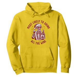Funny Skeleton Christmas Hoodie Most Likely To Drink All The Wine TS14 Daisy Print Your Wear