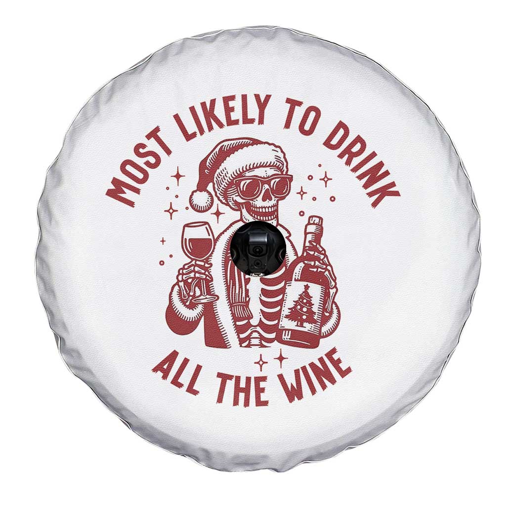 Funny Skeleton Christmas Spare Tire Cover Most Likely To Drink All The Wine TS14 Print Your Wear