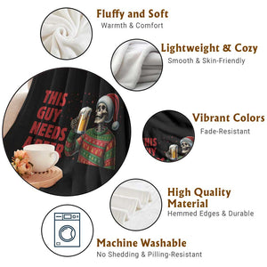 Funny Skeleton Beer Christmas Throw Blanket This Guy Needs A Beer TS14 Print Your Wear