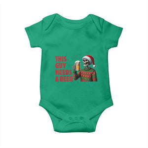 Funny Skeleton Beer Christmas Baby Onesie This Guy Needs A Beer TS14 Irish Green Print Your Wear