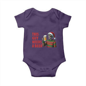 Funny Skeleton Beer Christmas Baby Onesie This Guy Needs A Beer TS14 Purple Print Your Wear