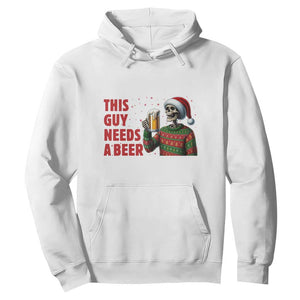 Funny Skeleton Beer Christmas Hoodie This Guy Needs A Beer TS14 White Print Your Wear