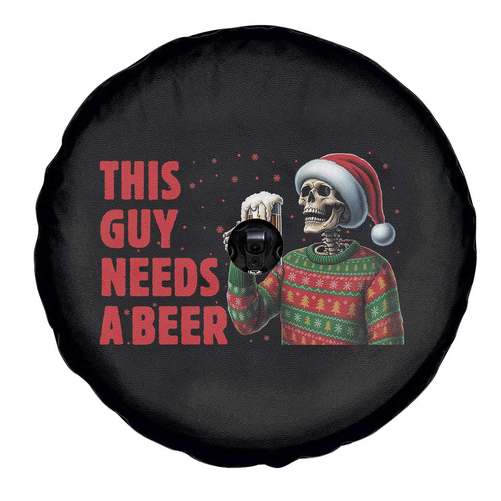 Funny Skeleton Beer Christmas Spare Tire Cover This Guy Needs A Beer TS14 Print Your Wear