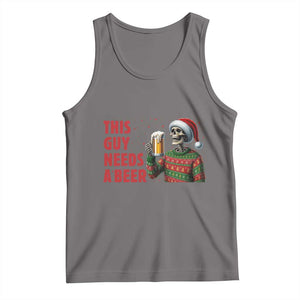 Funny Skeleton Beer Christmas Tank Top This Guy Needs A Beer TS14 Deep Heather Print Your Wear