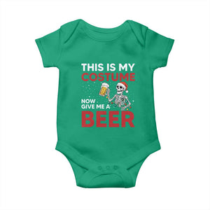 Funny Skeleton Beer Christmas Baby Onesie This Is My Costume Now Give Me A Beer TS14 Irish Green Print Your Wear