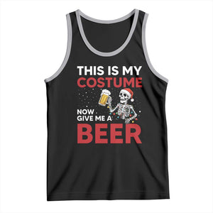Funny Skeleton Beer Christmas Tank Top This Is My Costume Now Give Me A Beer TS14 Black Athletic Heather Print Your Wear