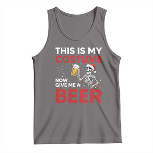 Funny Skeleton Beer Christmas Tank Top This Is My Costume Now Give Me A Beer TS14 Deep Heather Print Your Wear