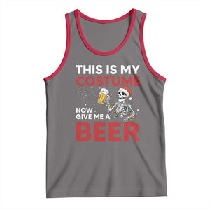 Funny Skeleton Beer Christmas Tank Top This Is My Costume Now Give Me A Beer TS14 Deep Heather Red Print Your Wear