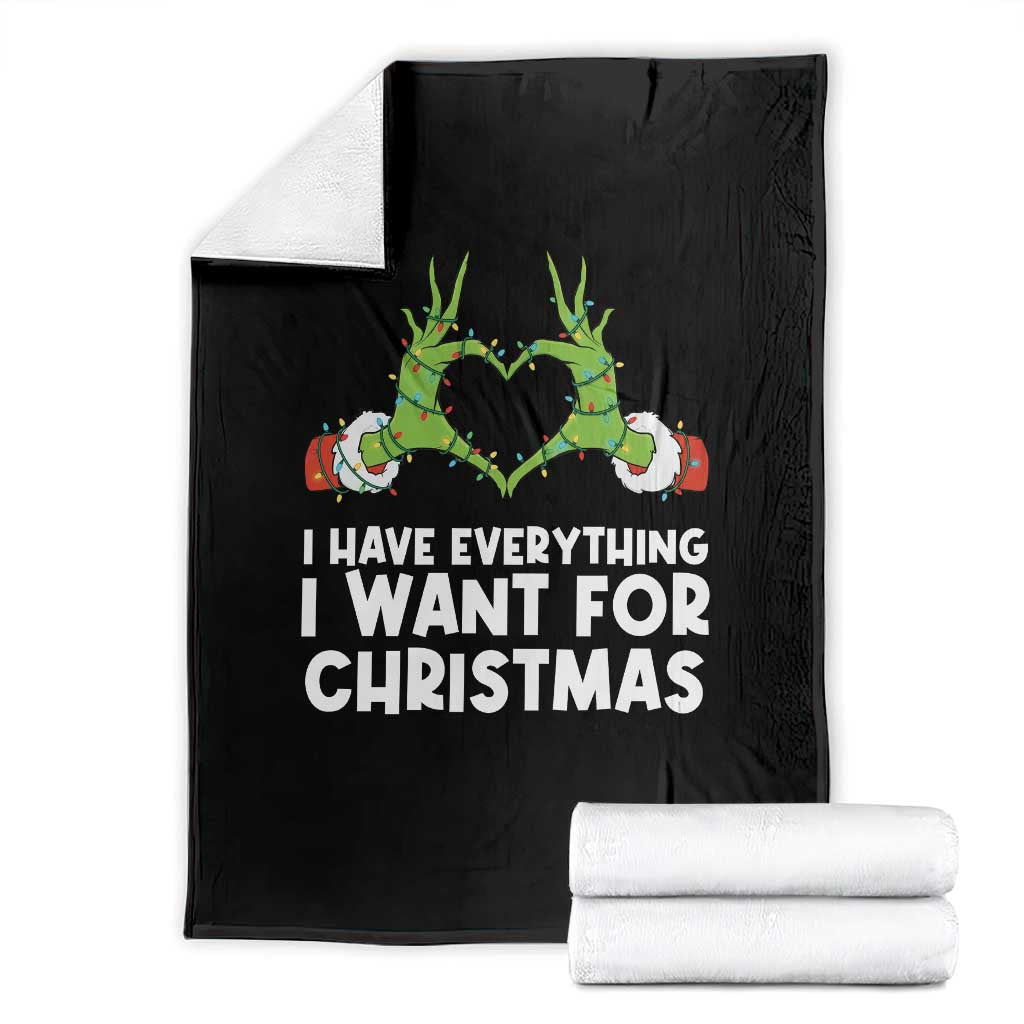 Funny Elf Hand Christmas Throw Blanket I Have Everything I Want For Christmas TS14 Black Print Your Wear