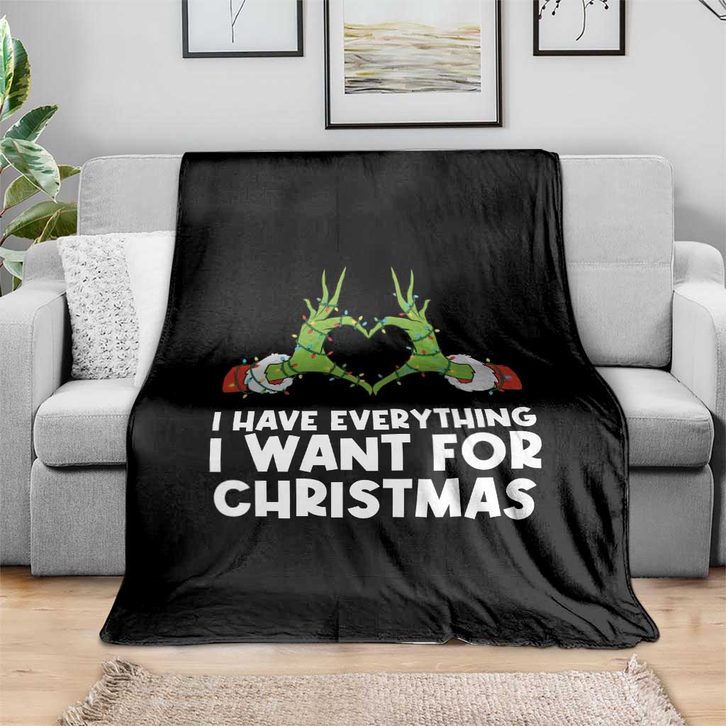 Funny Elf Hand Christmas Throw Blanket I Have Everything I Want For Christmas TS14 Print Your Wear
