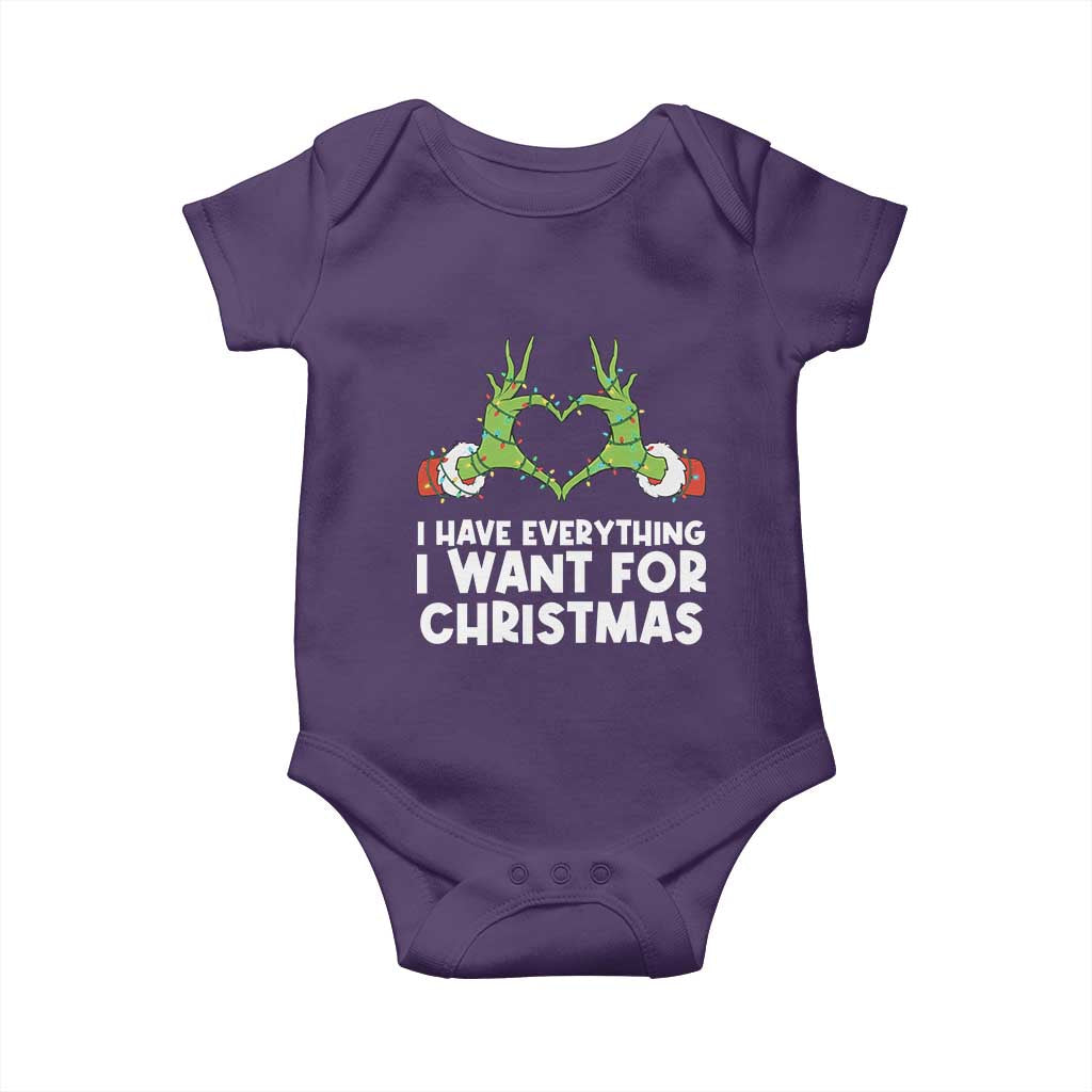 Funny Elf Hand Christmas Baby Onesie I Have Everything I Want For Christmas TS14 Purple Print Your Wear